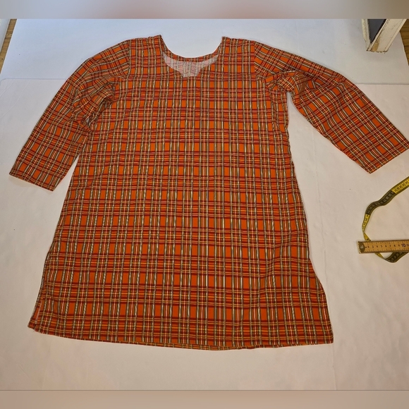 Vintage Handmade Orange Plaid Tunic/Top Lg - Picture 7 of 9